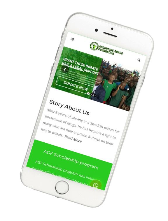 Abounding Grace Foundation website on mobile